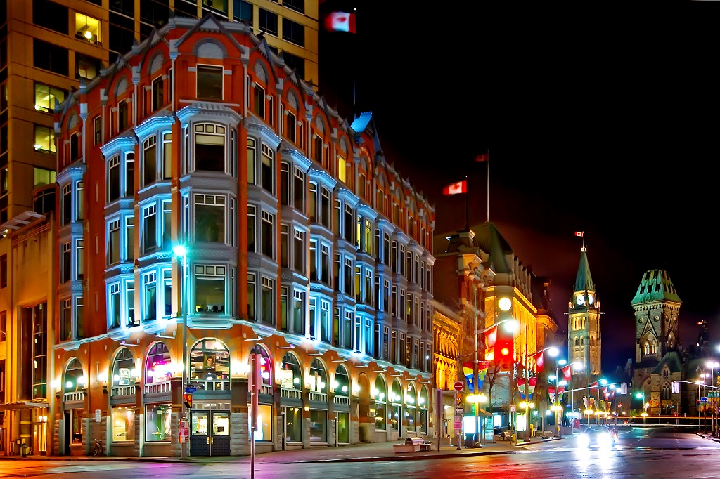 Downtown at night, Ottawa, Canada