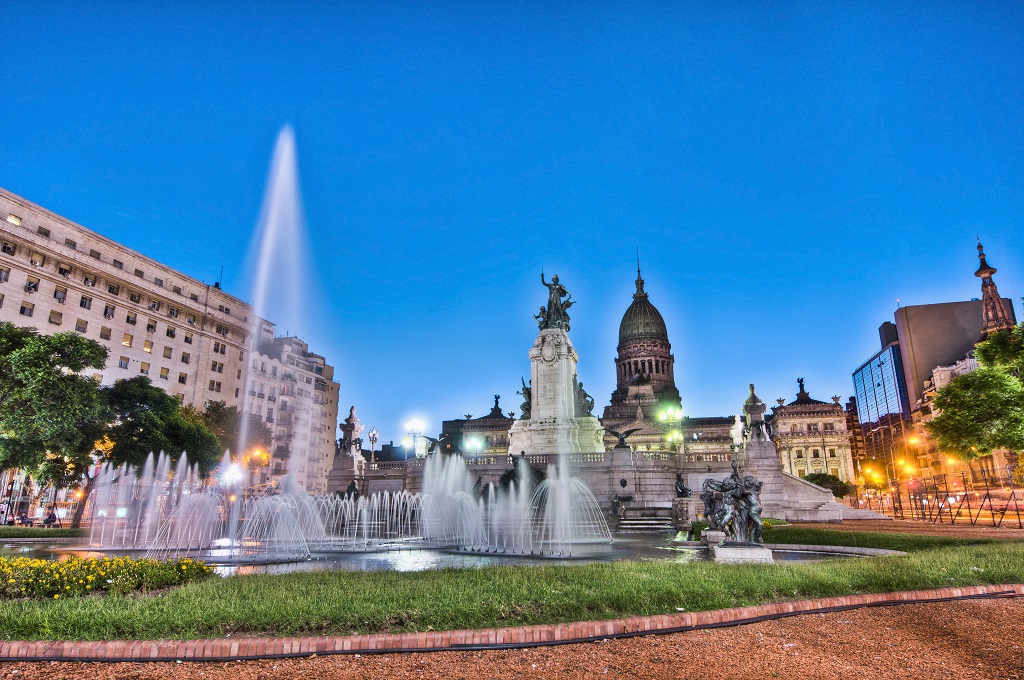 Sunset at Congress square, Buenos Aires, Brazil