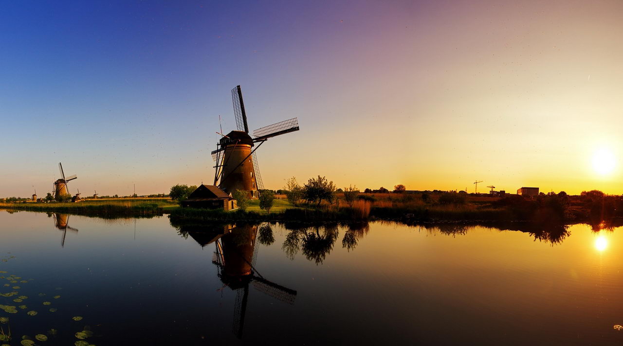 Windmill at sunset, The Netherlands